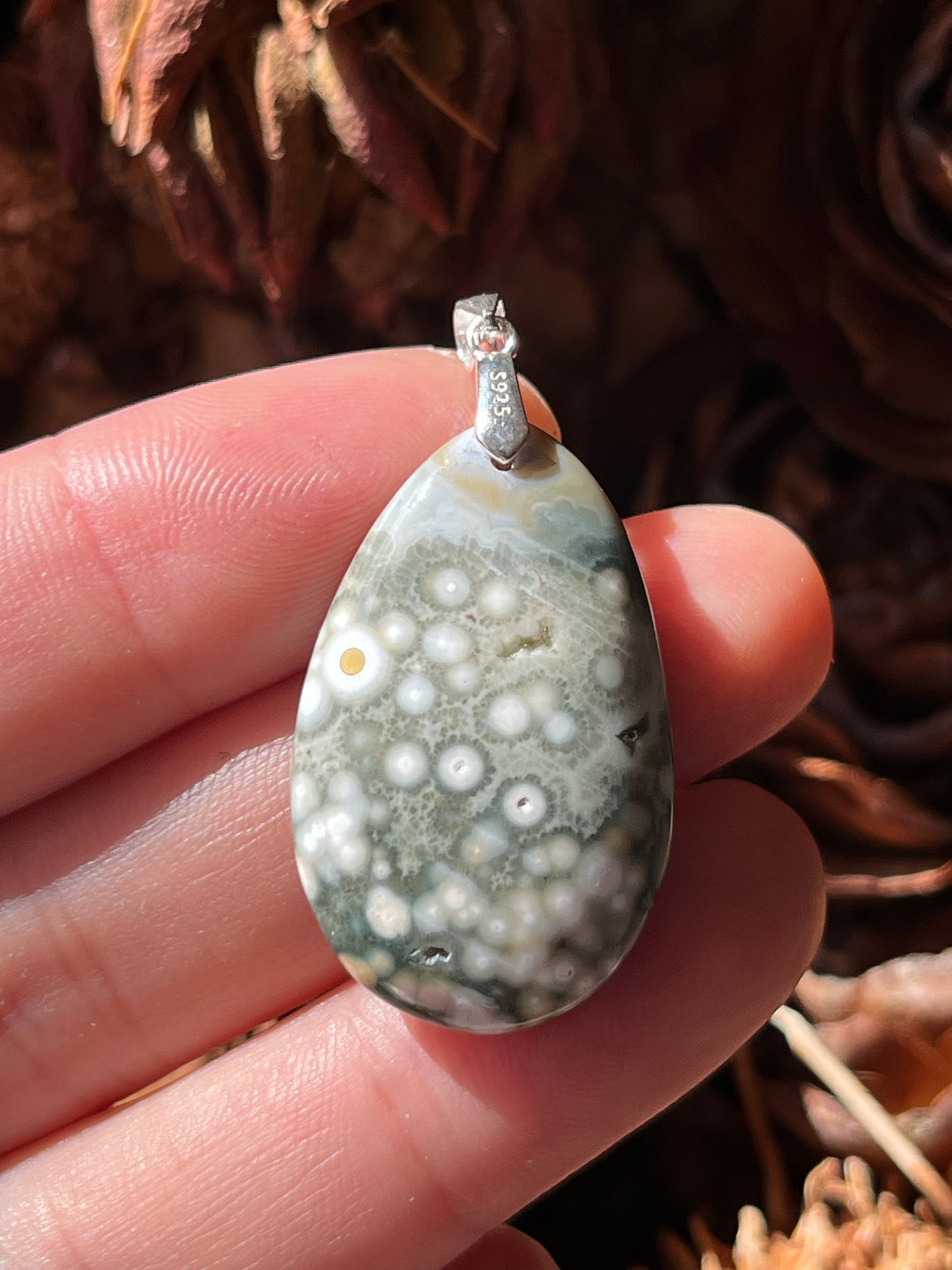 Sterling silver spring vibe ocean jasper pendant