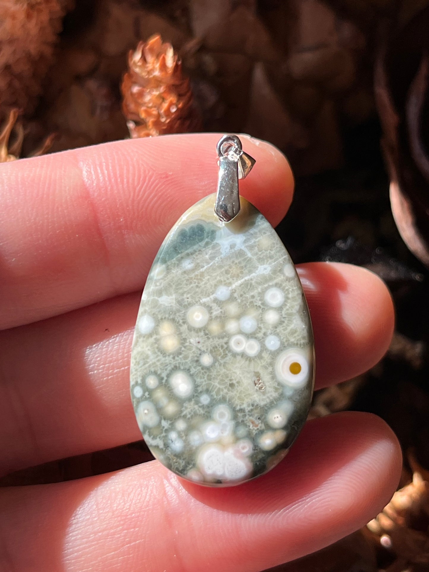 Sterling silver spring vibe ocean jasper pendant