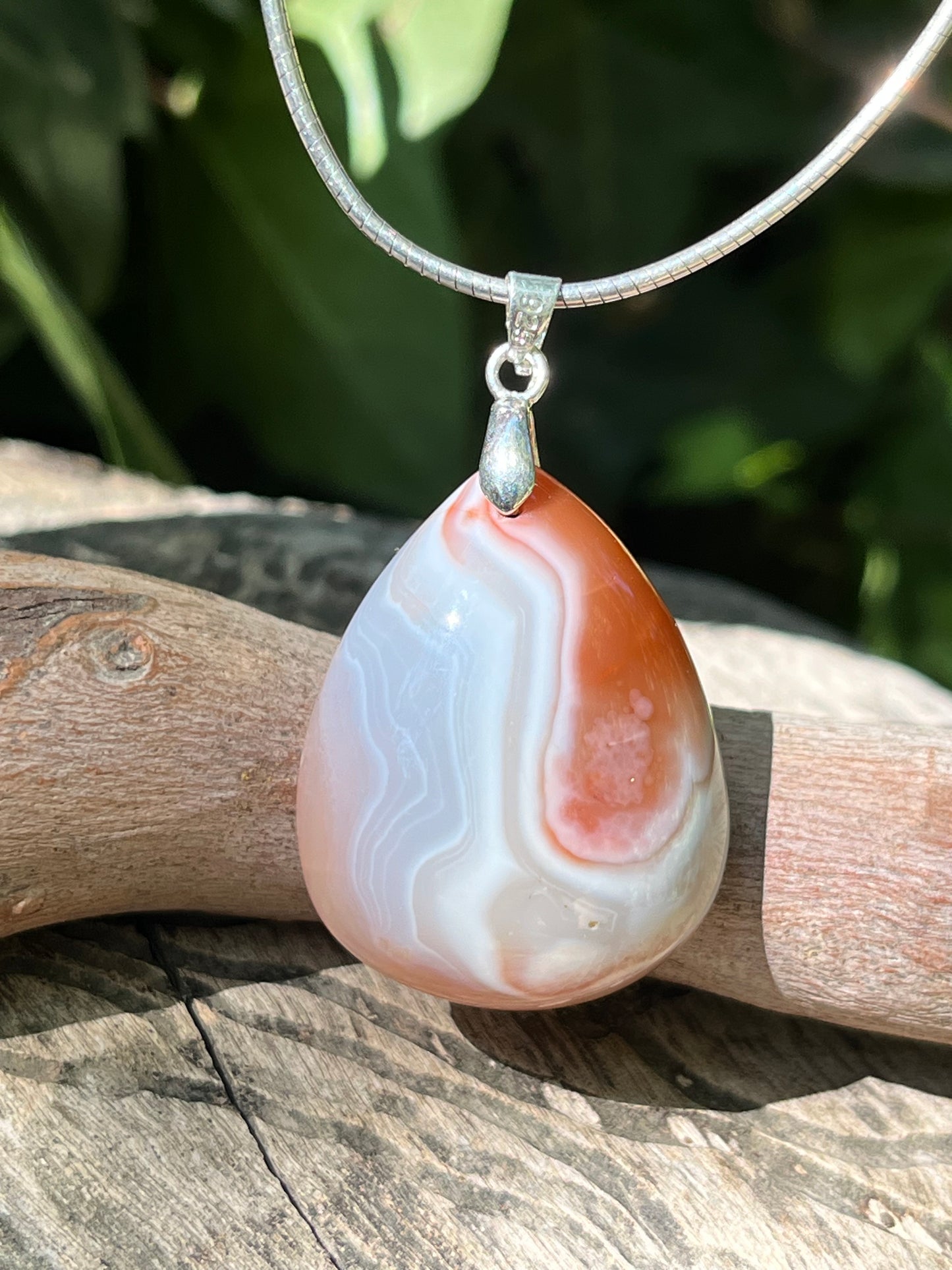 Sterling silver banded agate pendant