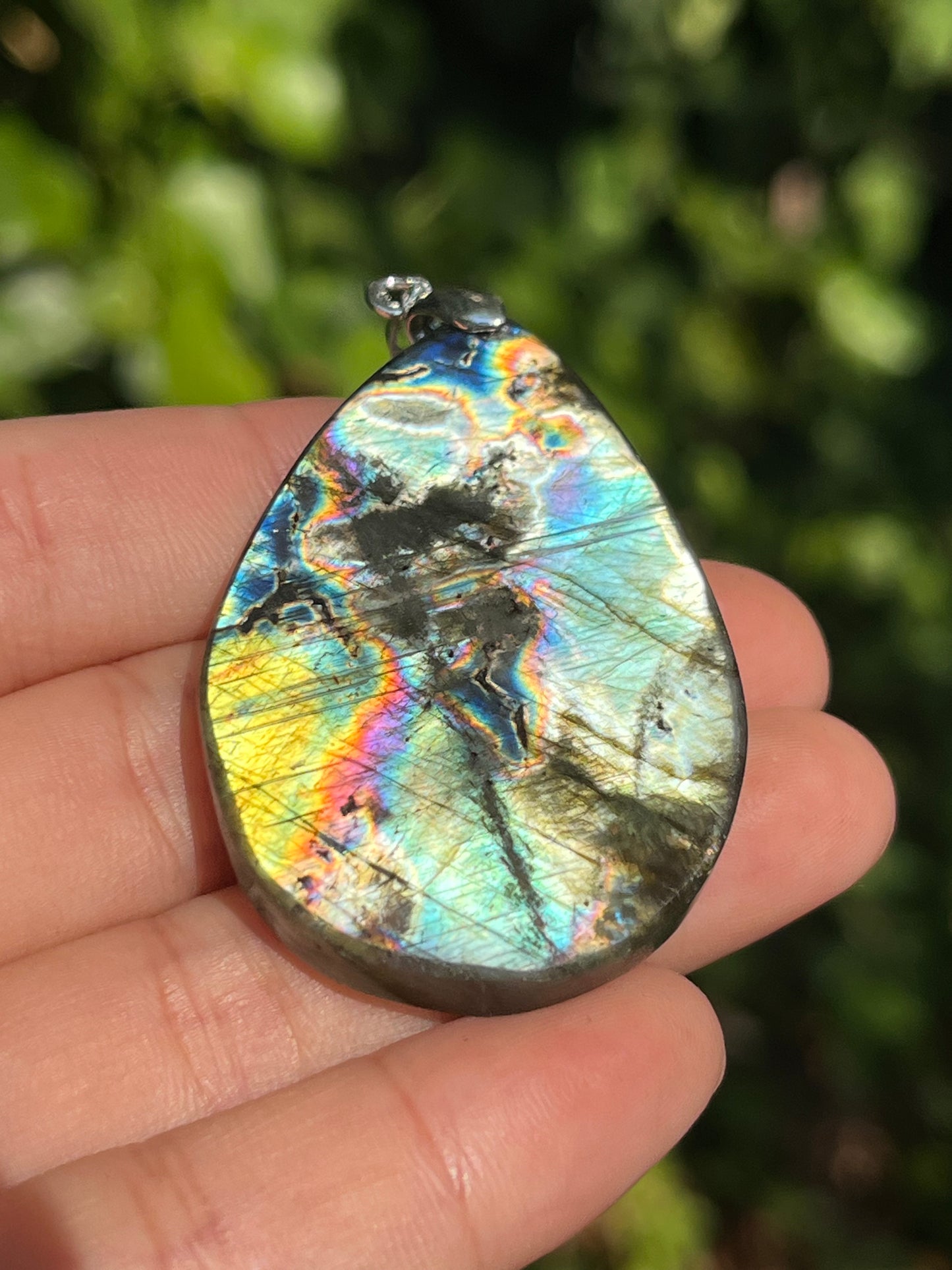 Sterling Silver Rainboe Color Labradorite Pendant