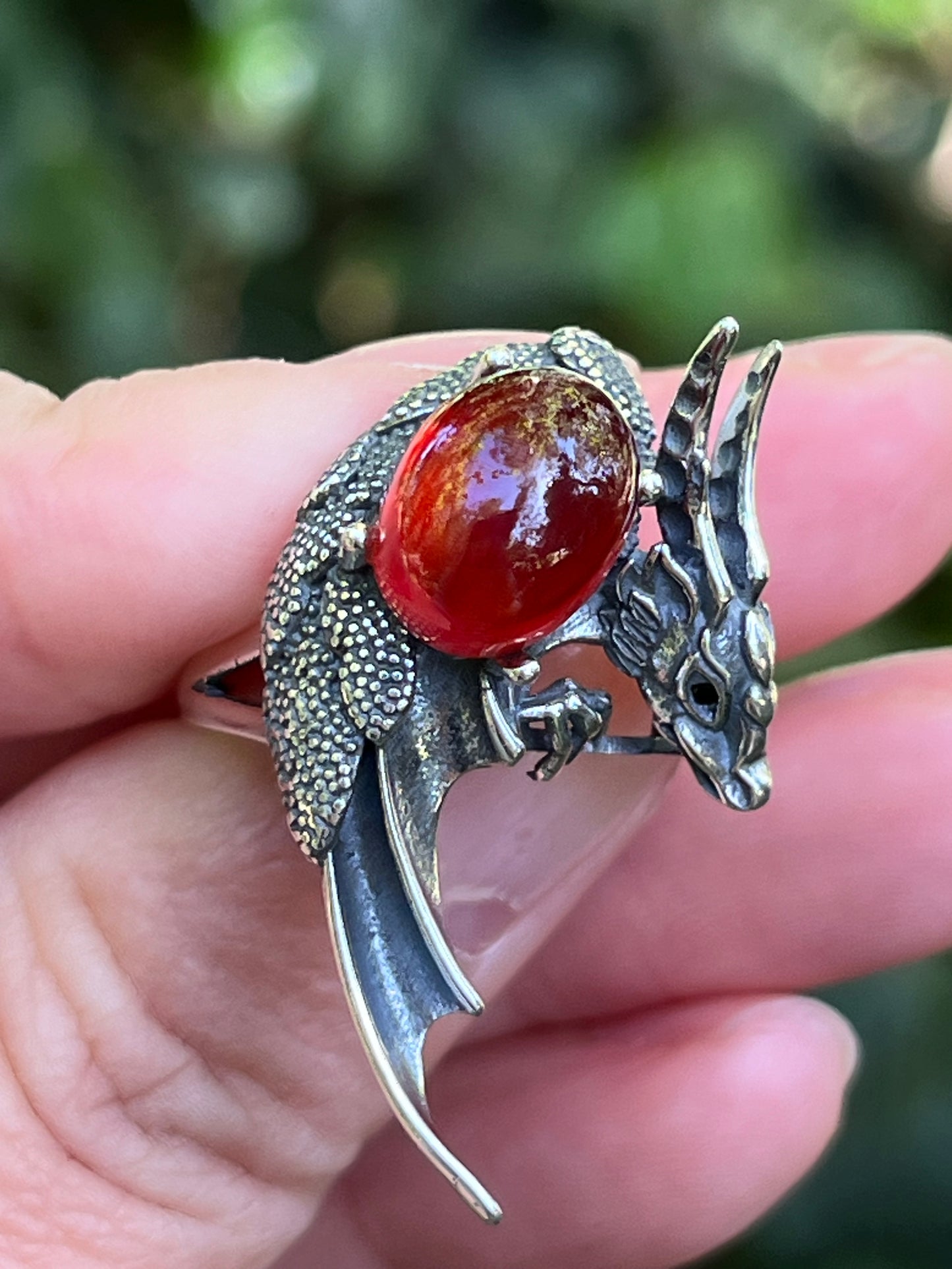 Sterling silver dragon ring