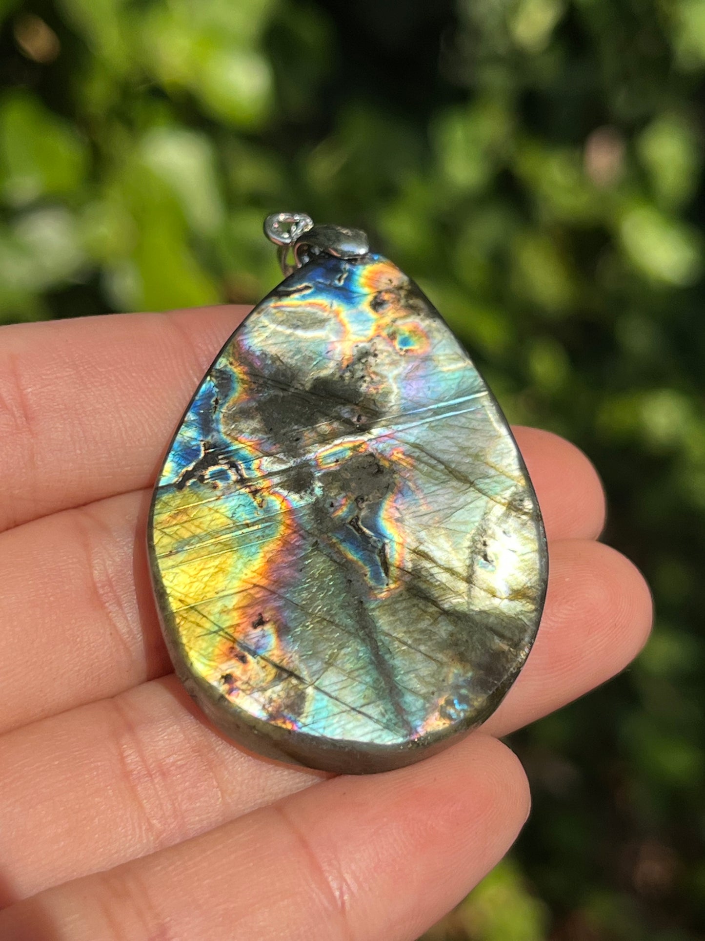 Sterling Silver Rainboe Color Labradorite Pendant