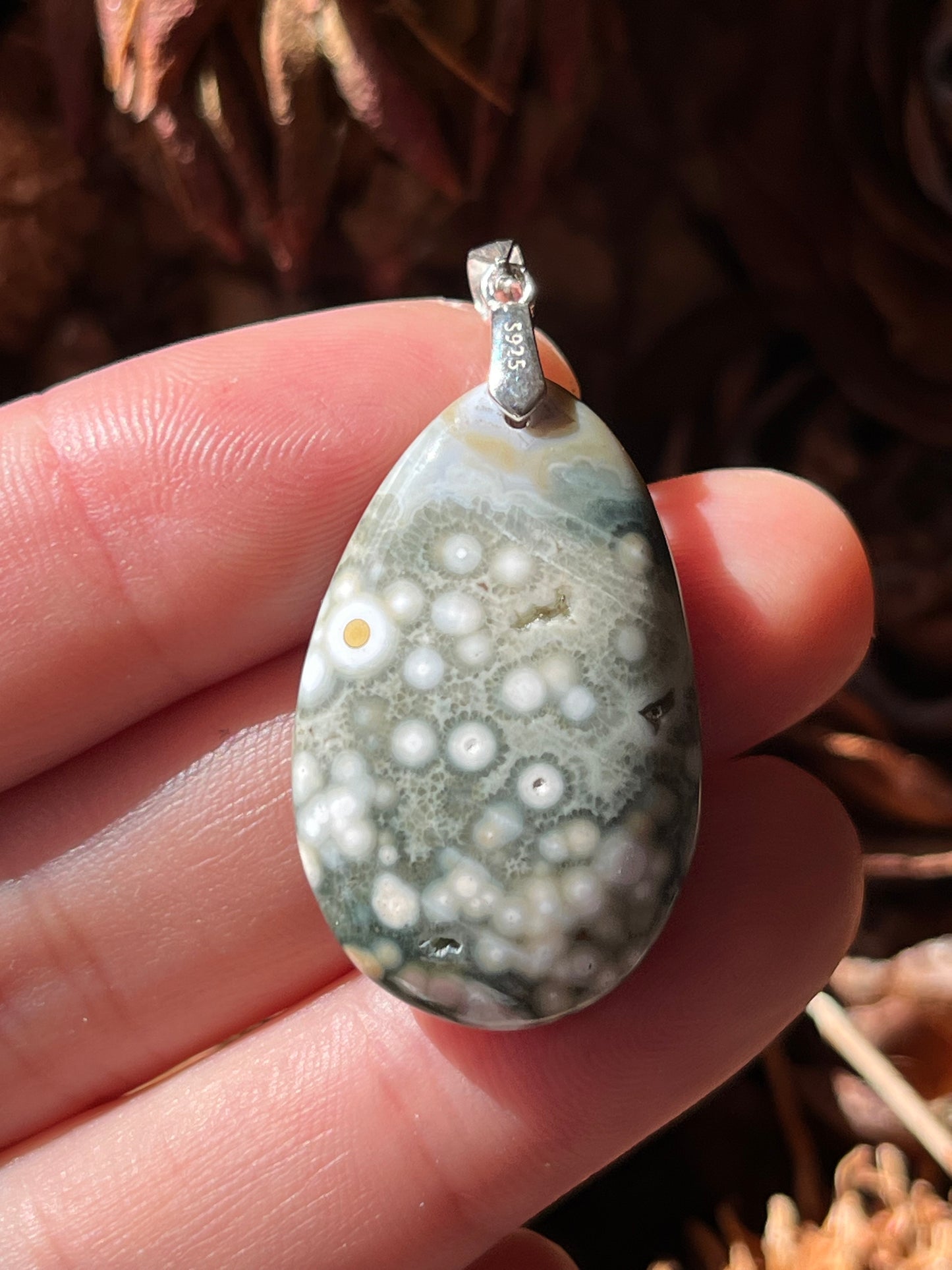 Sterling silver spring vibe ocean jasper pendant