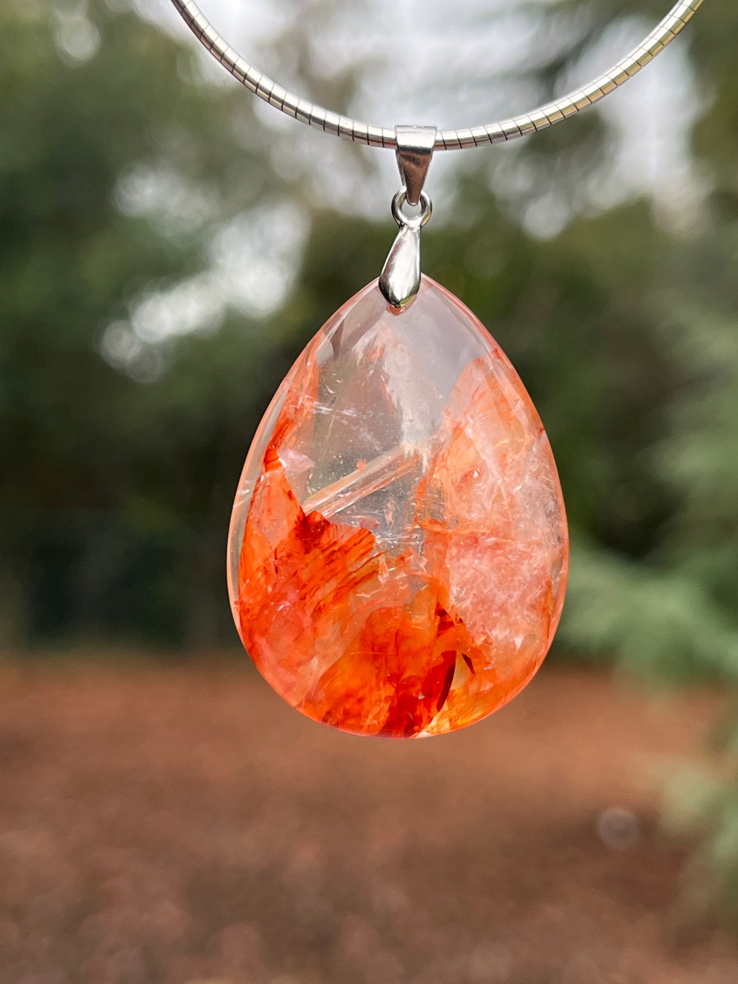 Sterling Silver Fire Quartz Pendant