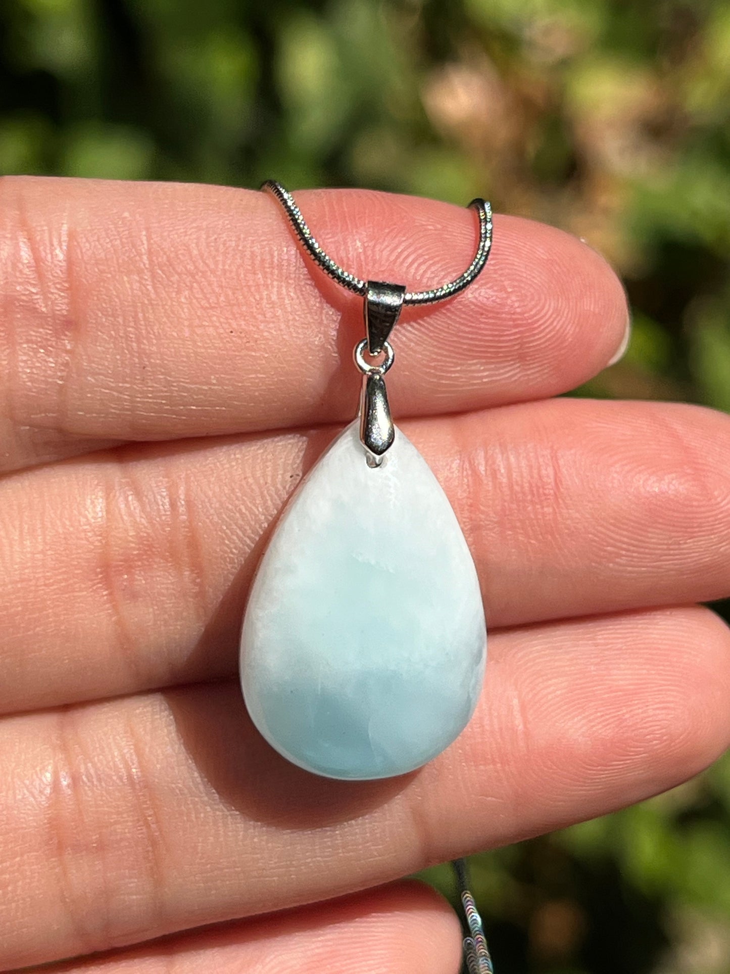 Sterling silver Larimar teardrop pendant