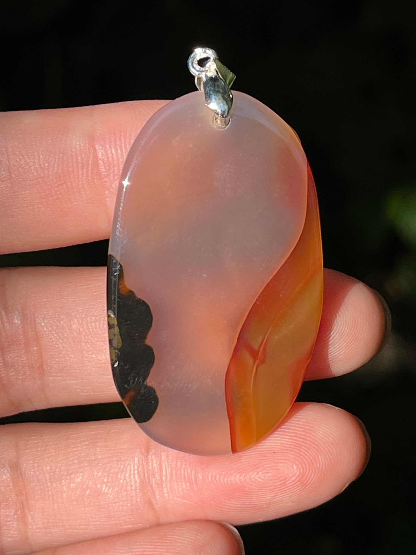 Sterling silver scenic agate pendant