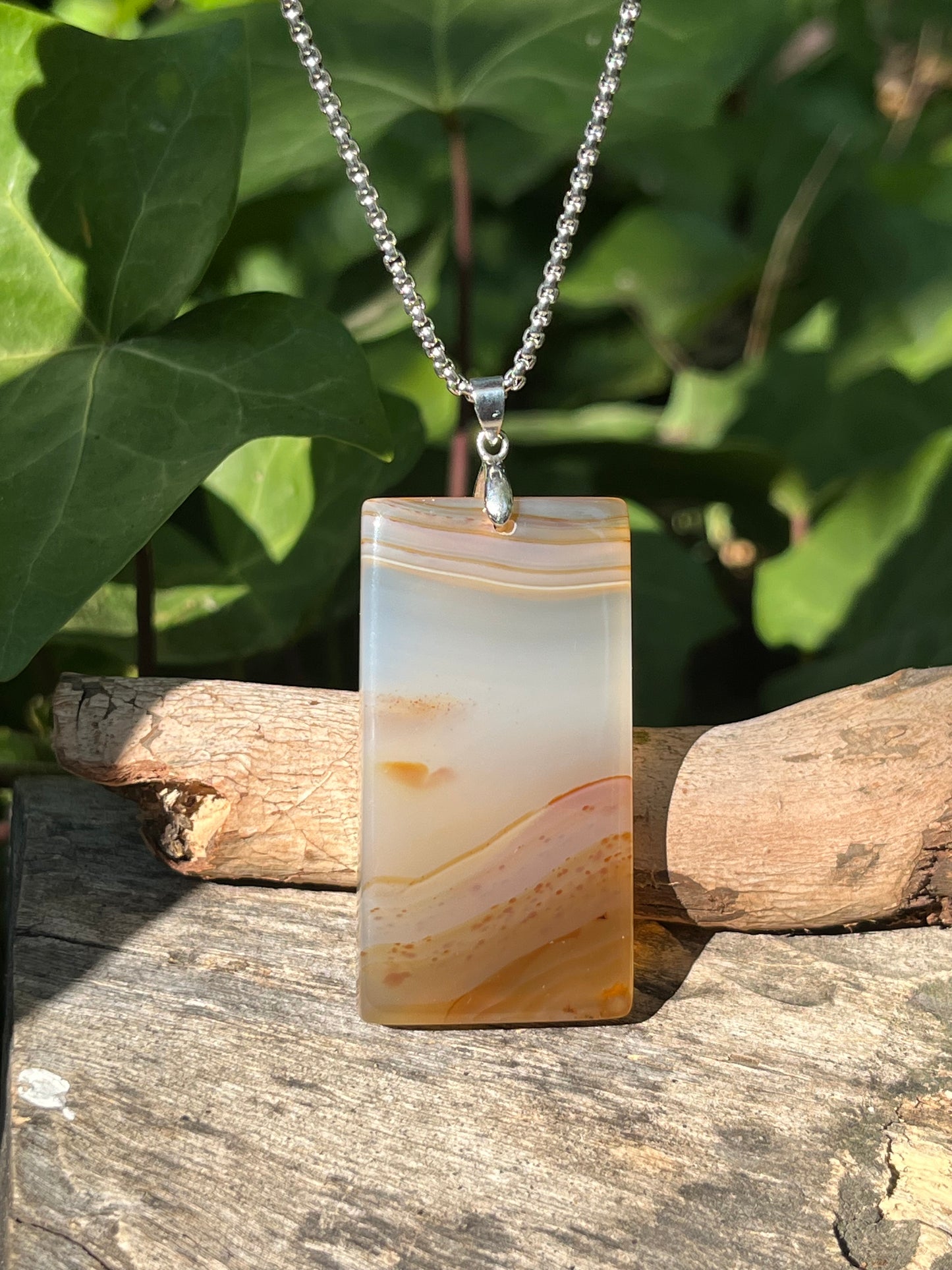 Sterling Silver Scenery Agate Pendant