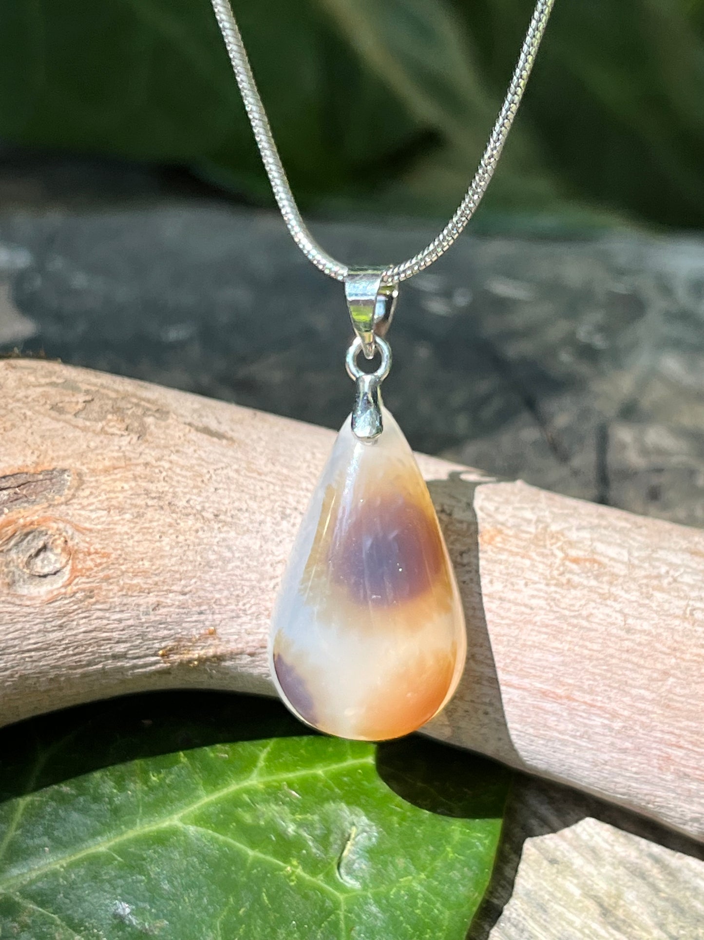 Sterling silver small dendritic agate pendant