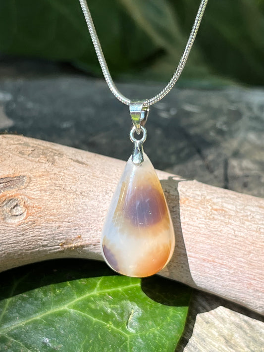 Sterling silver small dendritic agate pendant