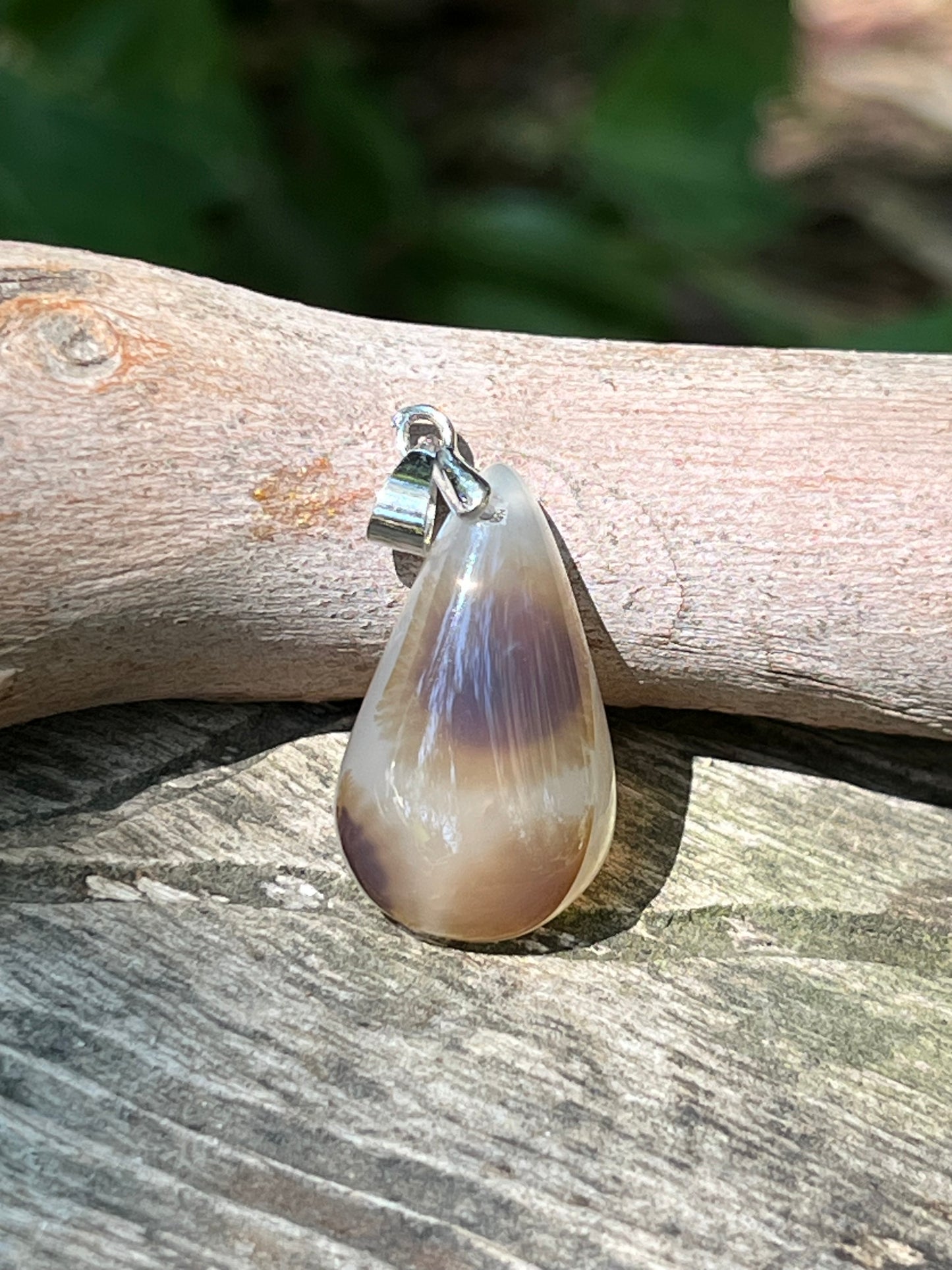 Sterling silver small dendritic agate pendant