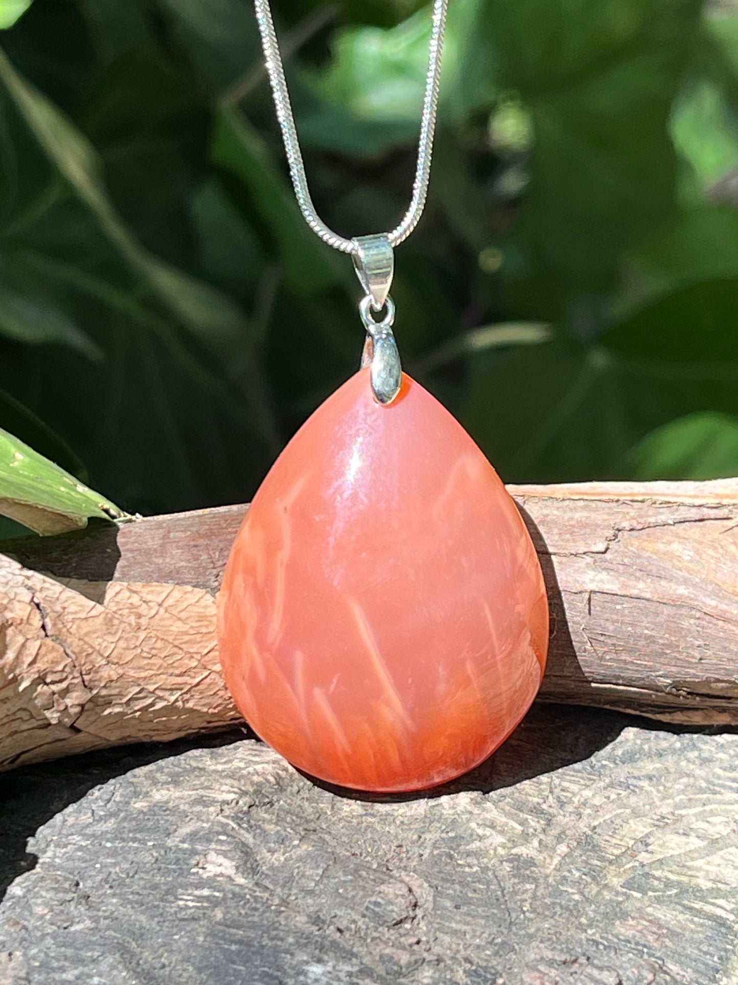 Sterling silver red agate pendant