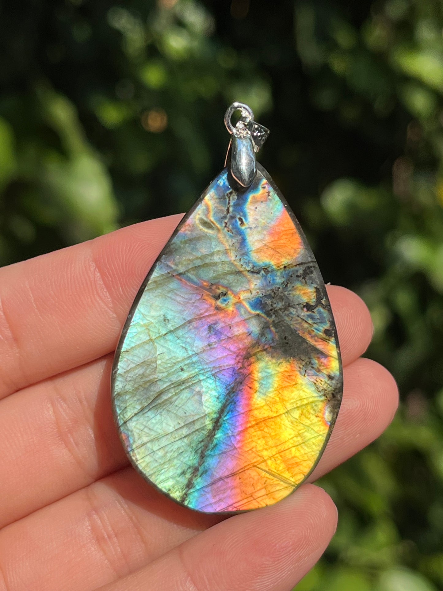 Sterling Silver Rainboe Color Labradorite Pendant