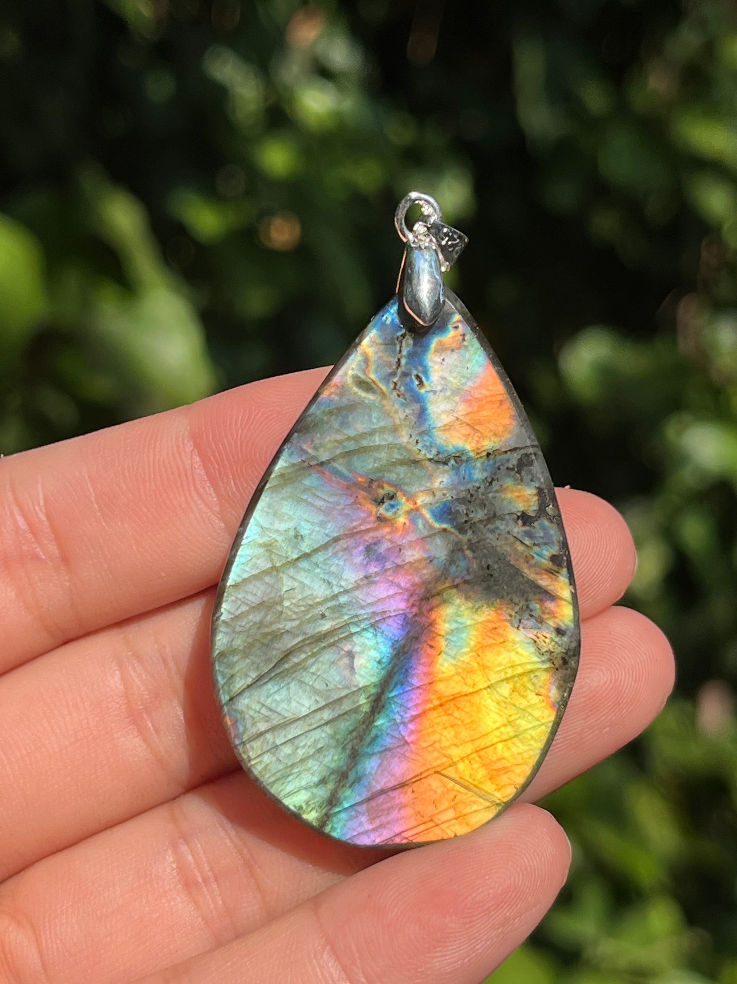 Sterling Silver Rainboe Color Labradorite Pendant