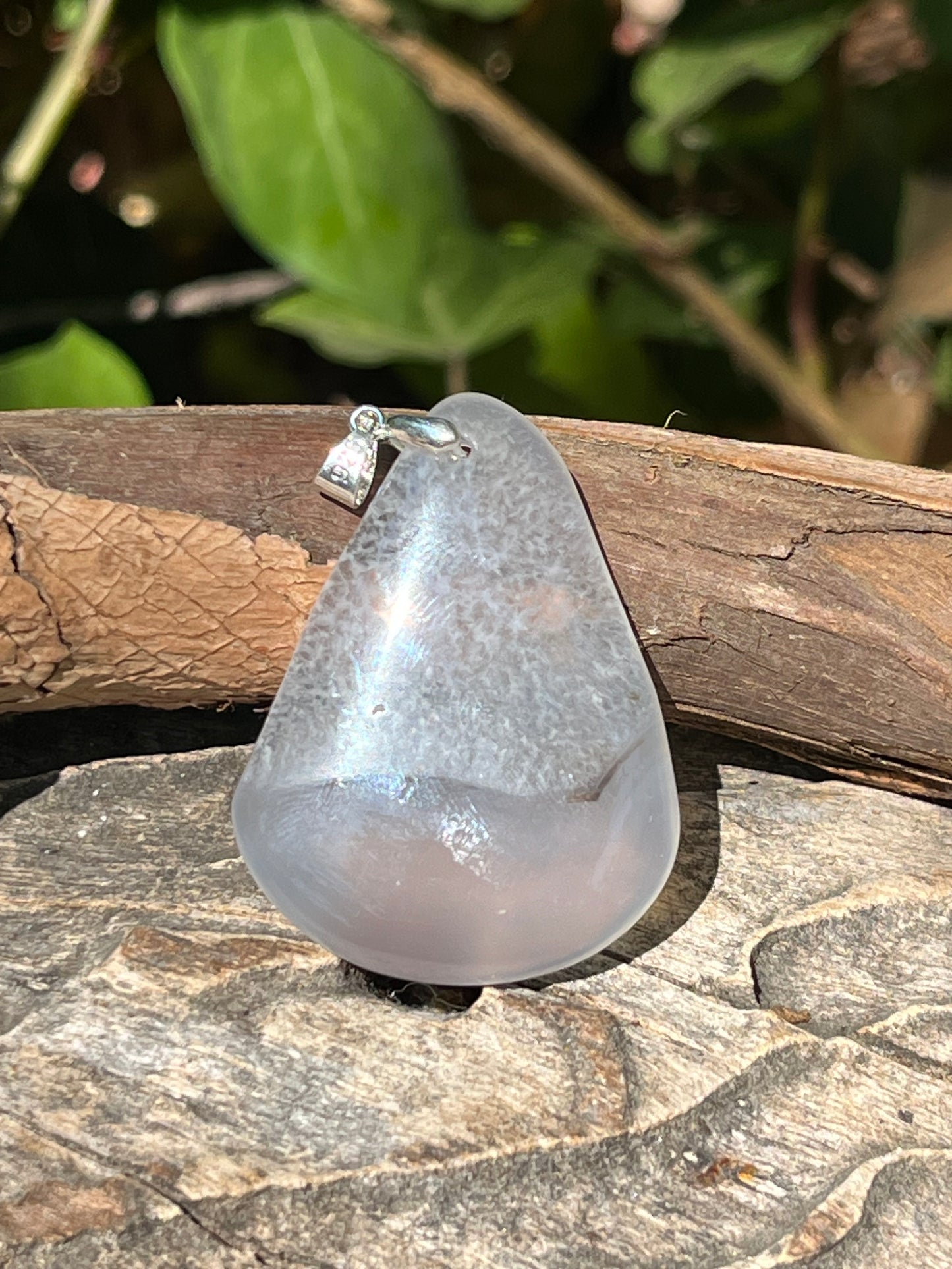 Sterling silver free form dendritic agate pendant