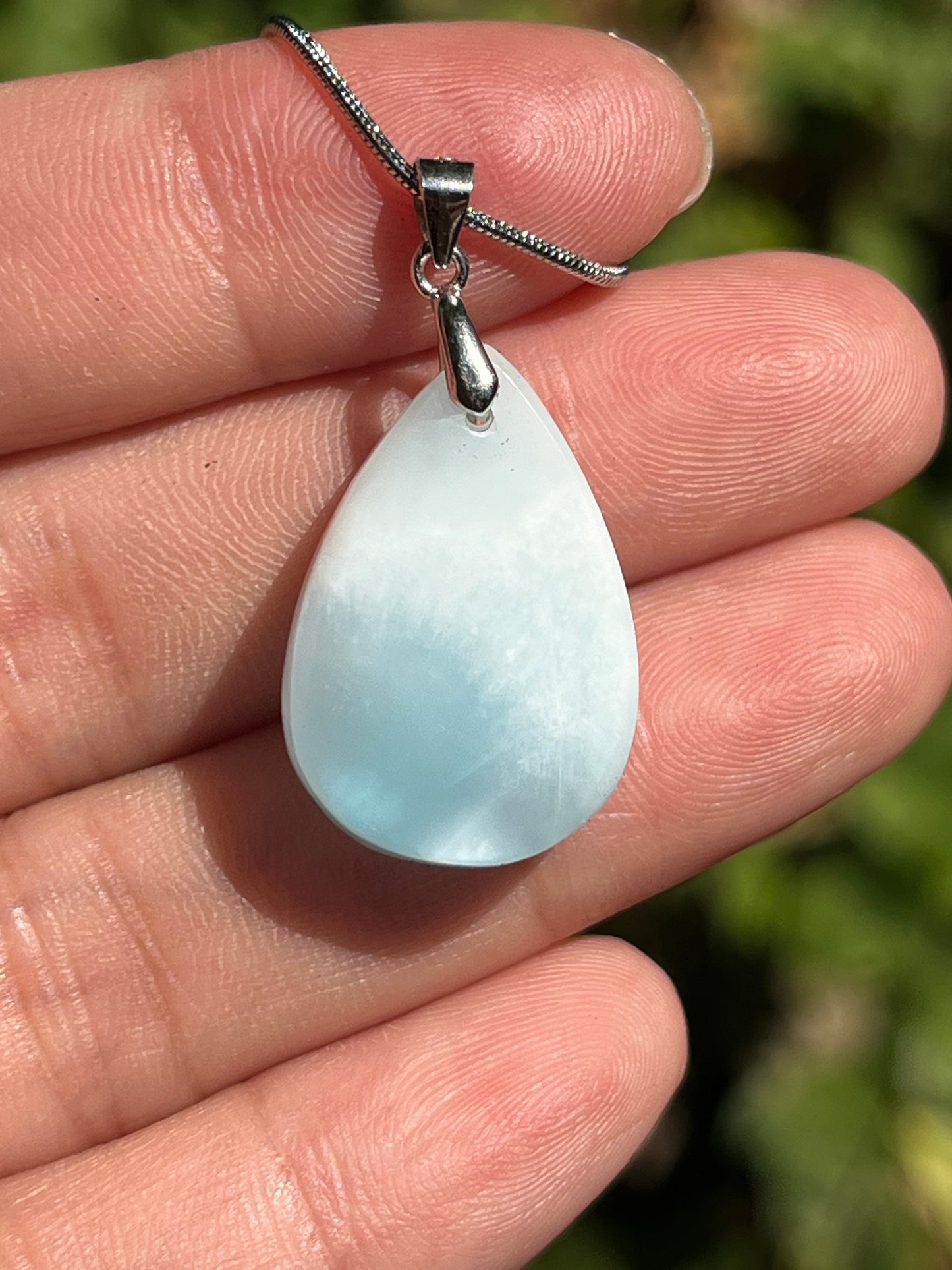 Sterling silver Larimar teardrop pendant