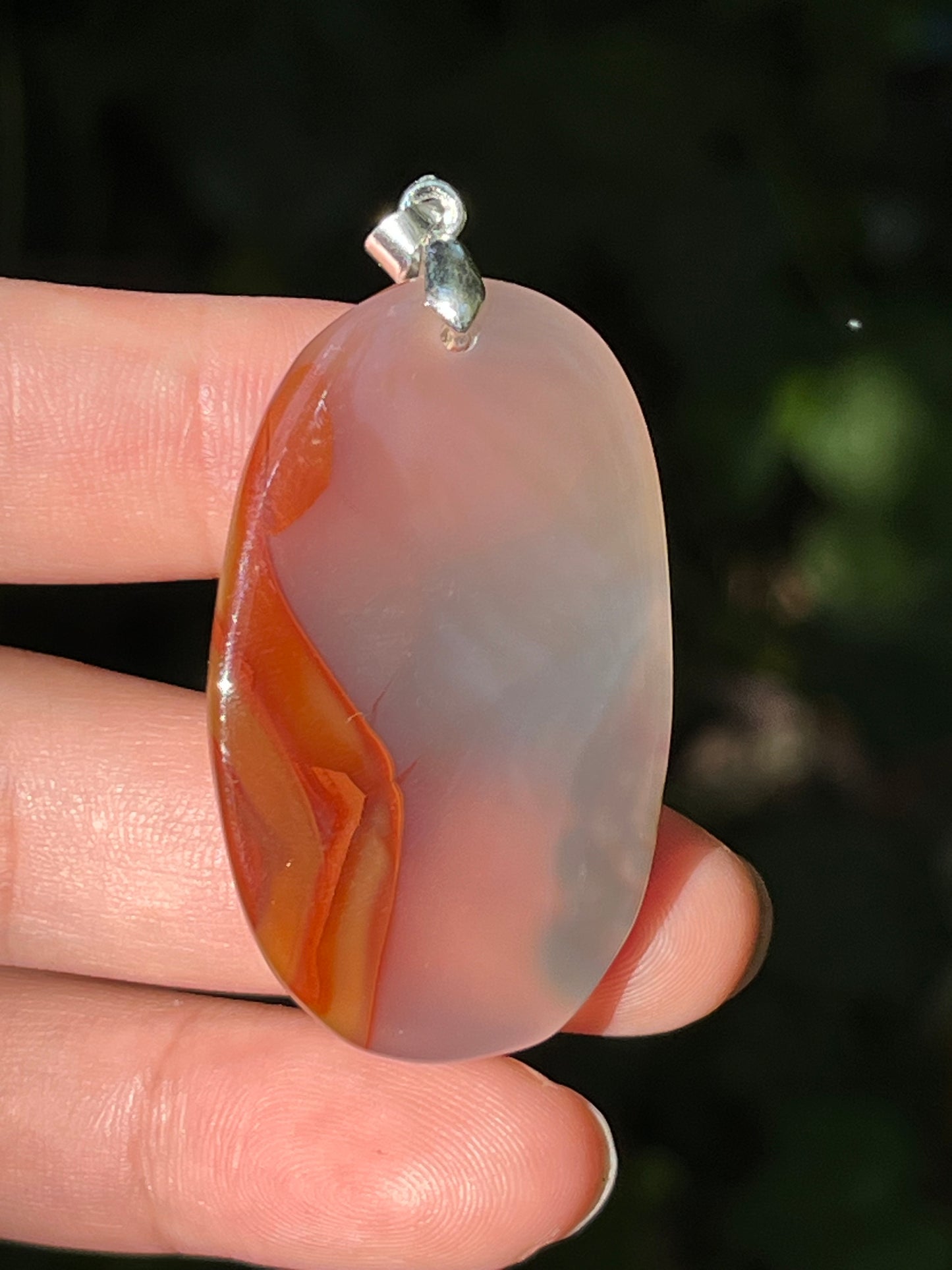 Sterling silver scenic agate pendant