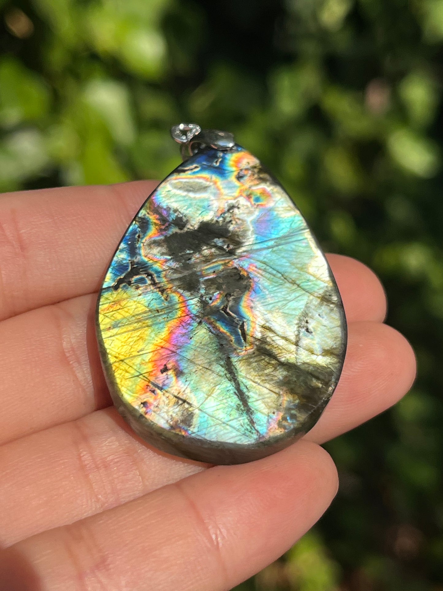 Sterling Silver Rainboe Color Labradorite Pendant