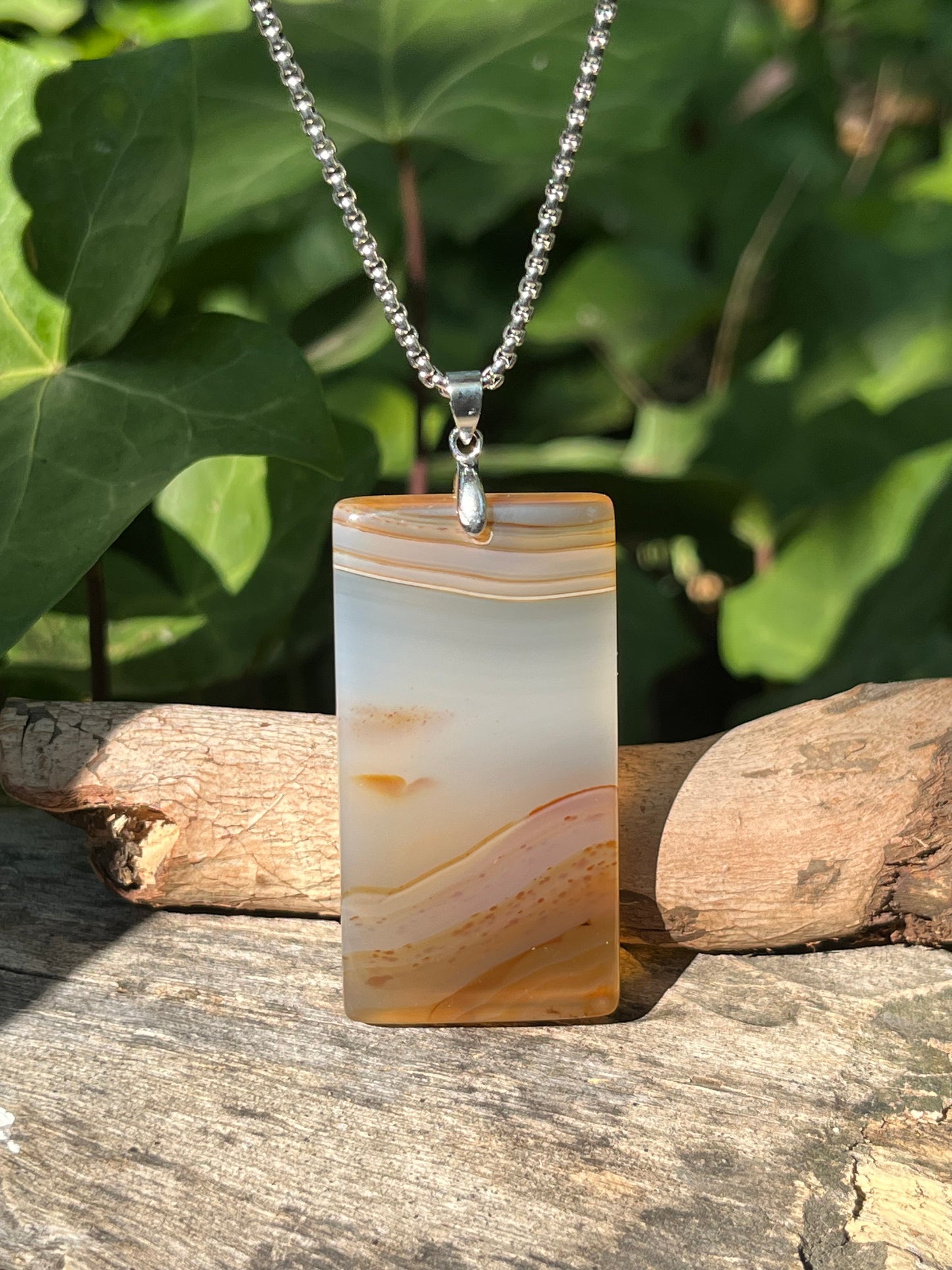 Sterling Silver Scenery Agate Pendant