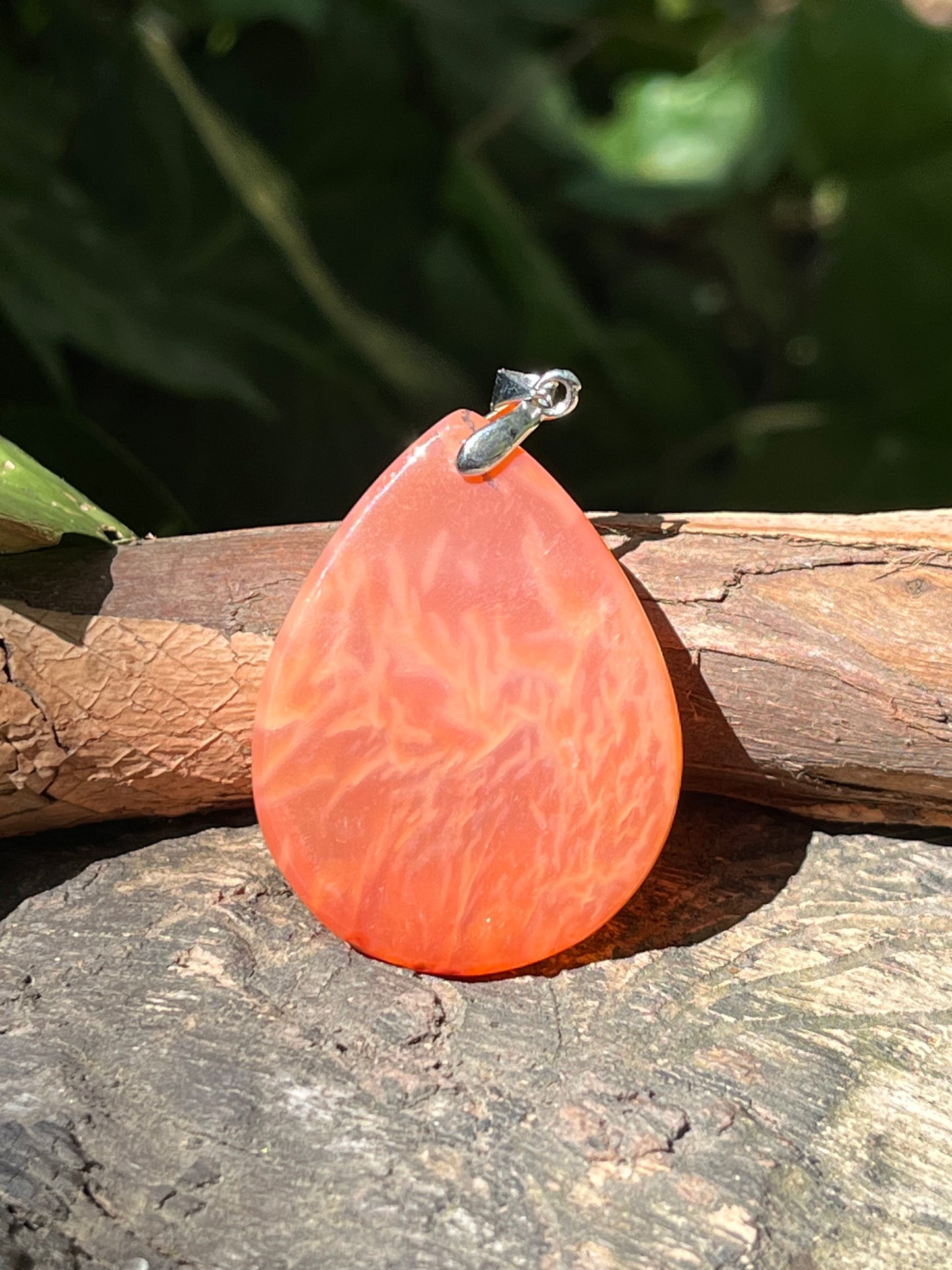 Sterling silver red agate pendant