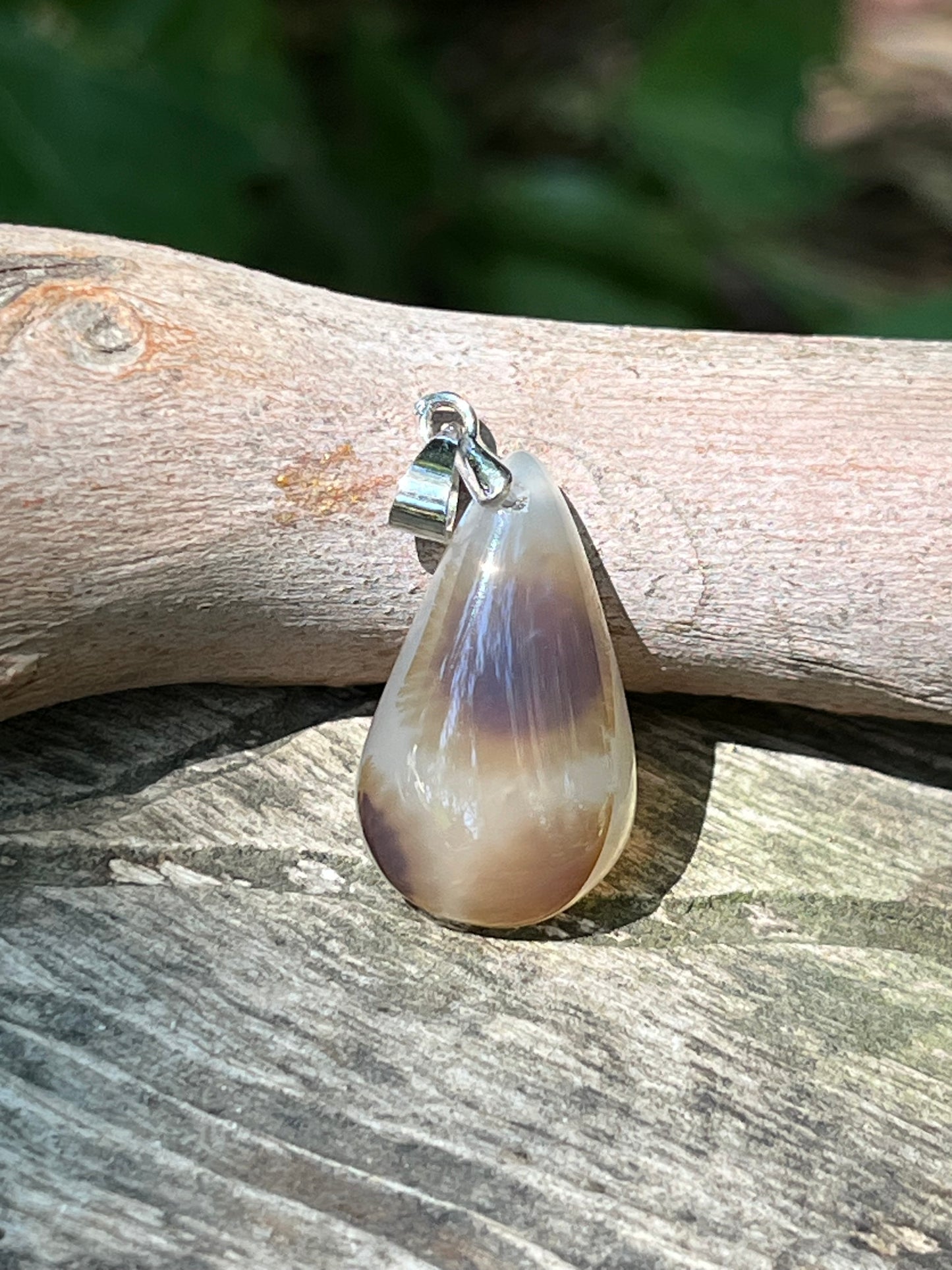 Sterling silver small dendritic agate pendant