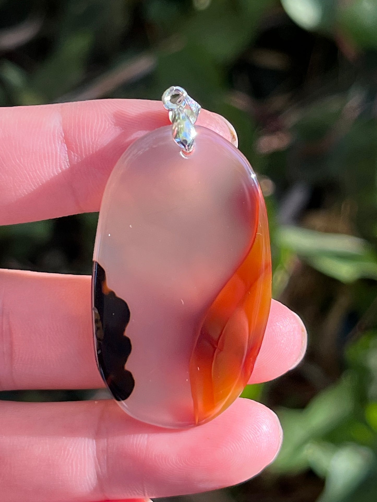 Sterling silver scenic agate pendant