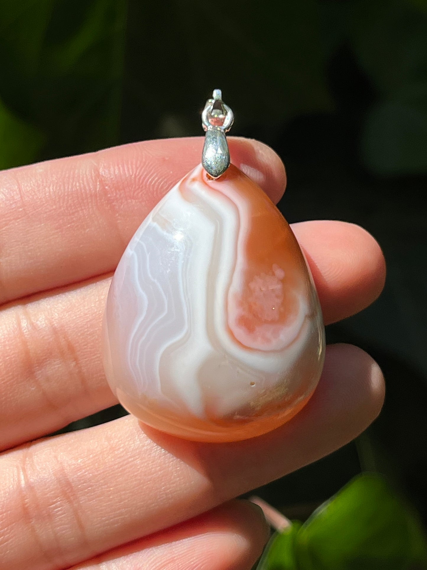 Sterling silver banded agate pendant