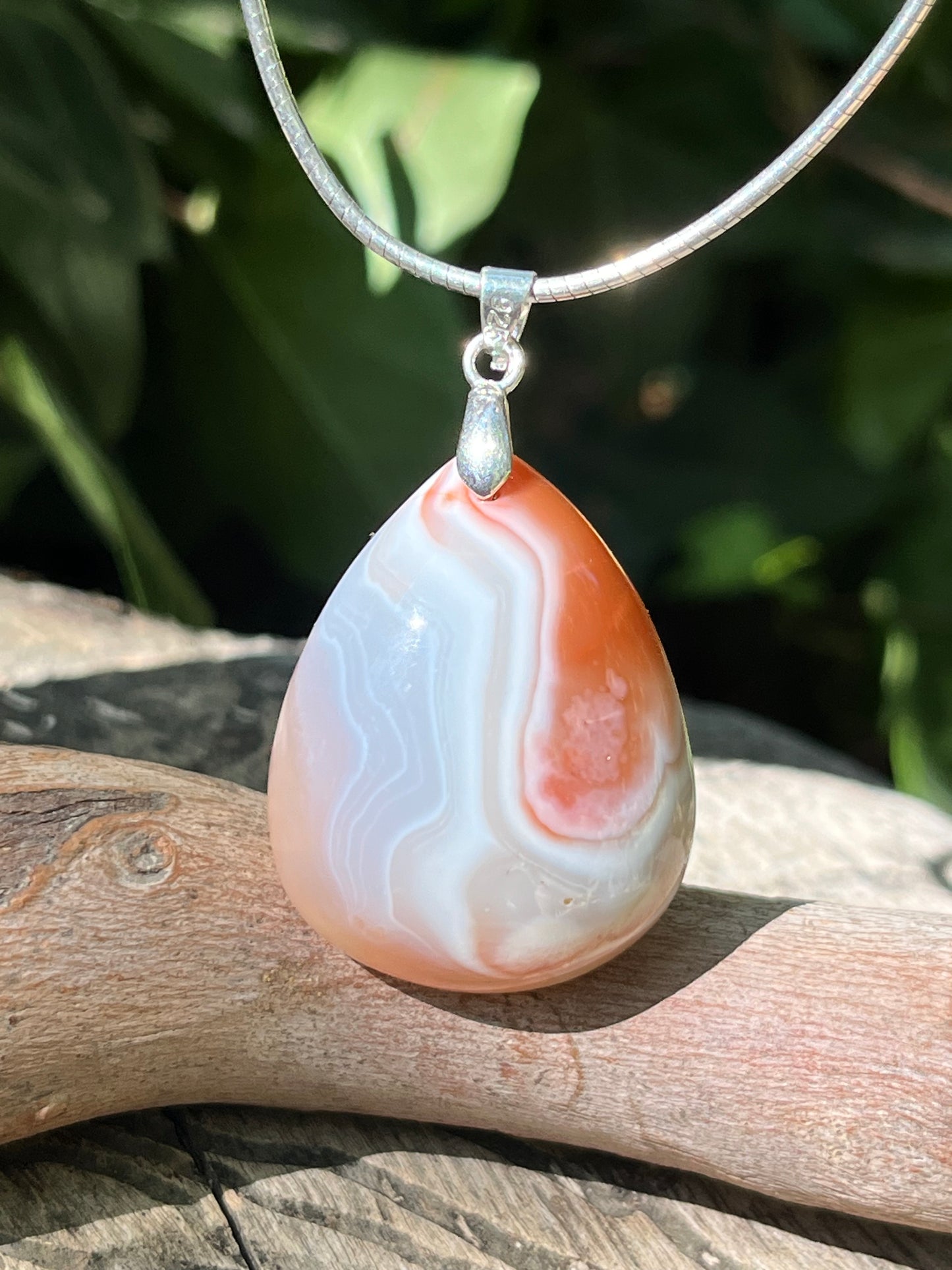 Sterling silver banded agate pendant