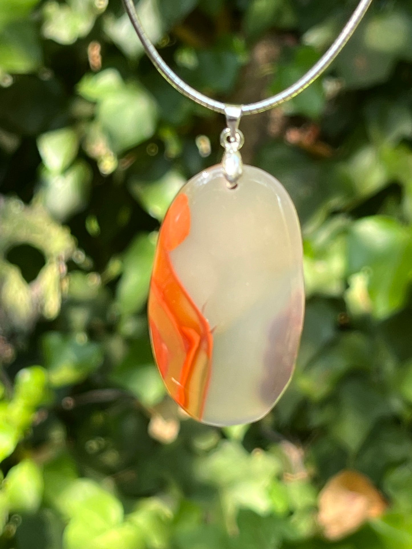 Sterling silver scenic agate pendant