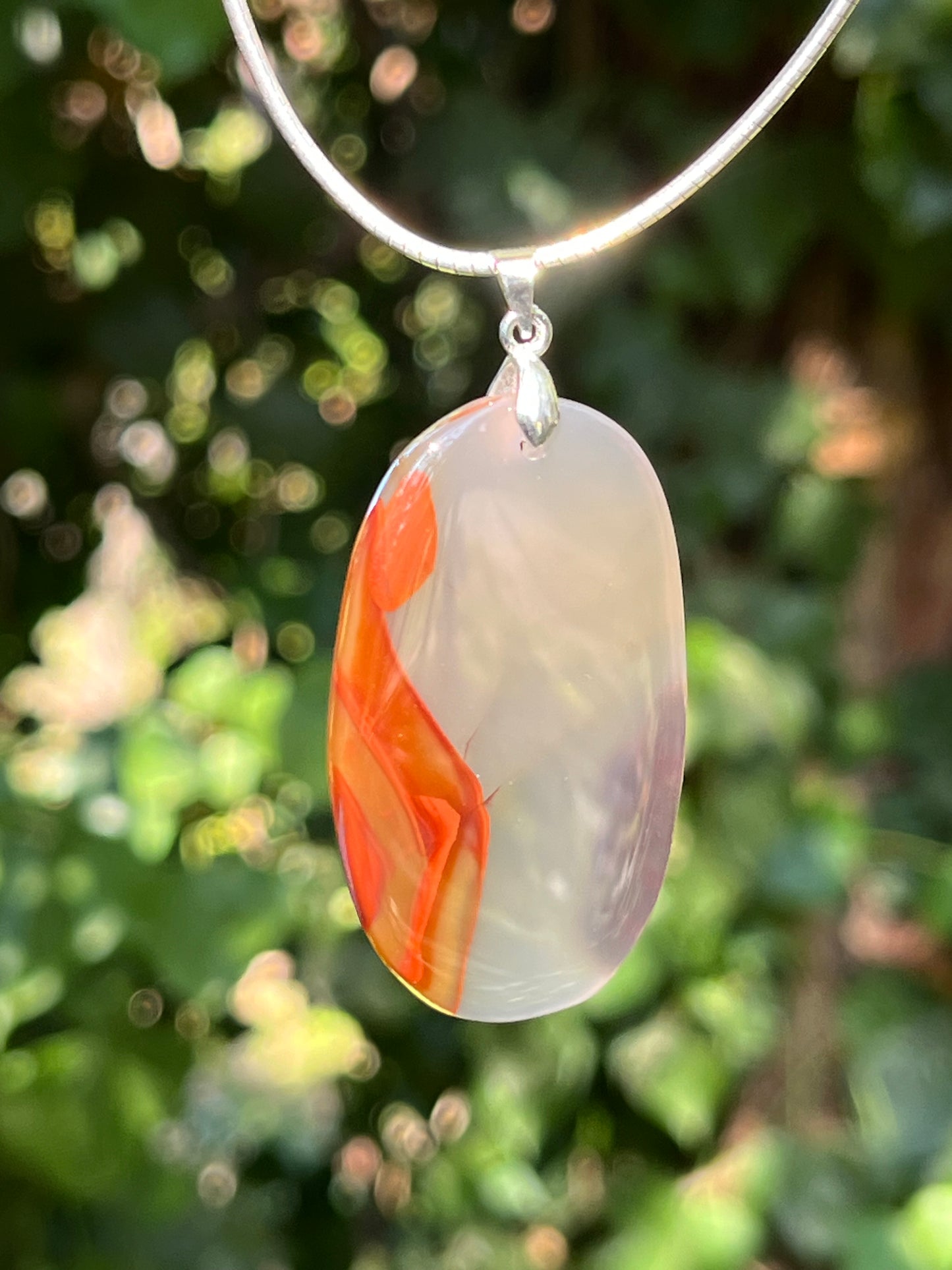 Sterling silver scenic agate pendant