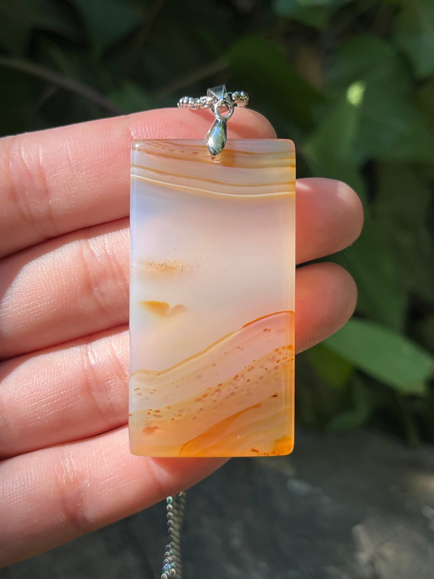 Sterling Silver Scenery Agate Pendant