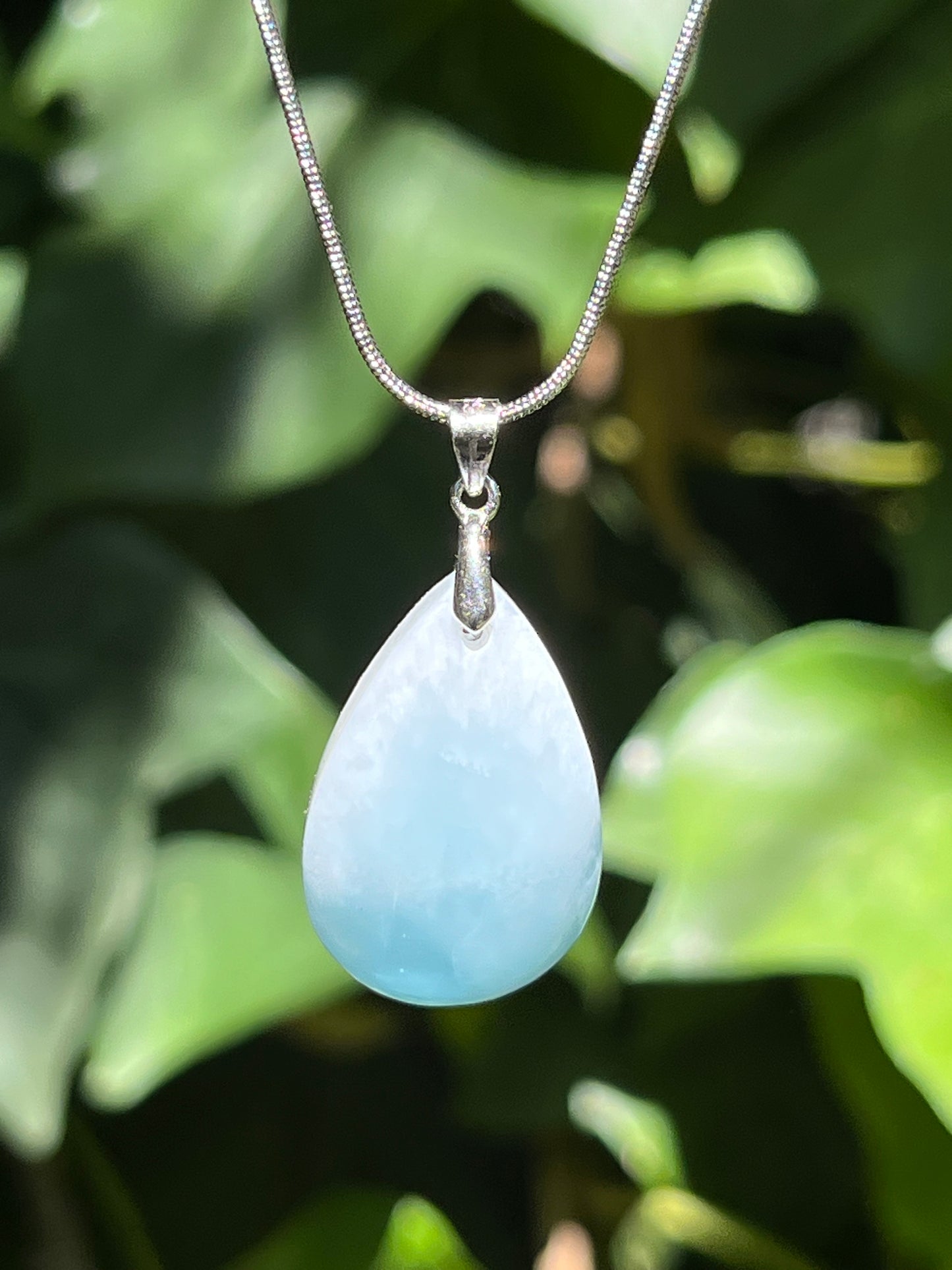 Sterling silver Larimar teardrop pendant