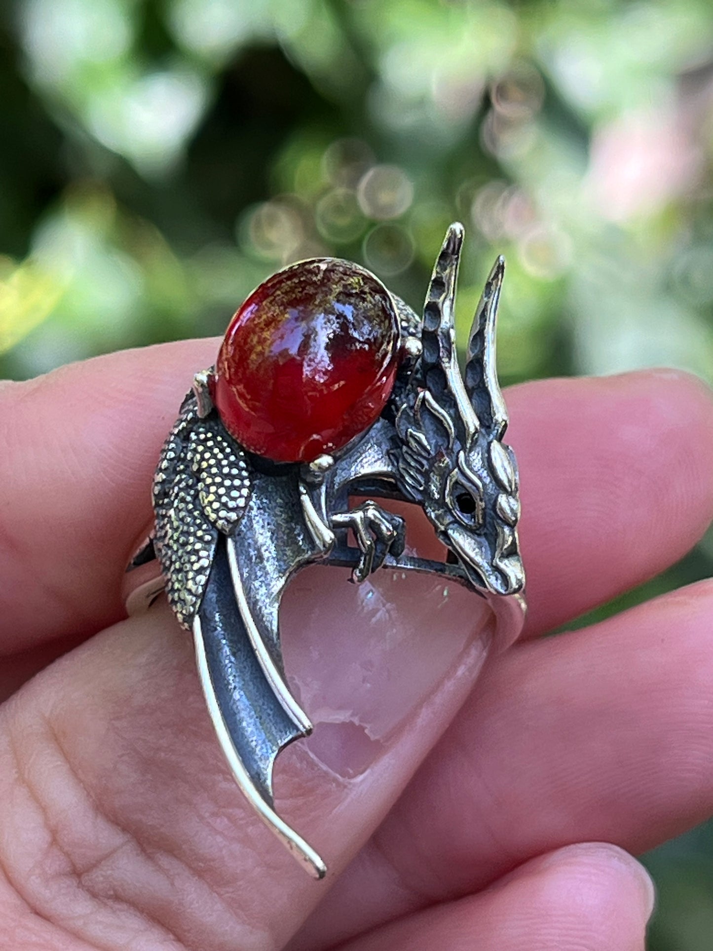 Sterling silver dragon ring