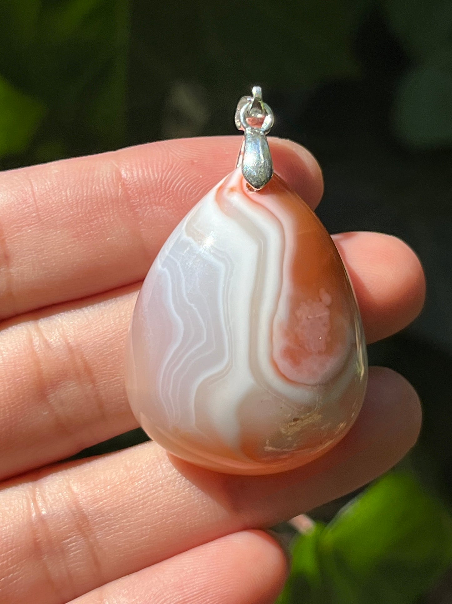 Sterling silver banded agate pendant