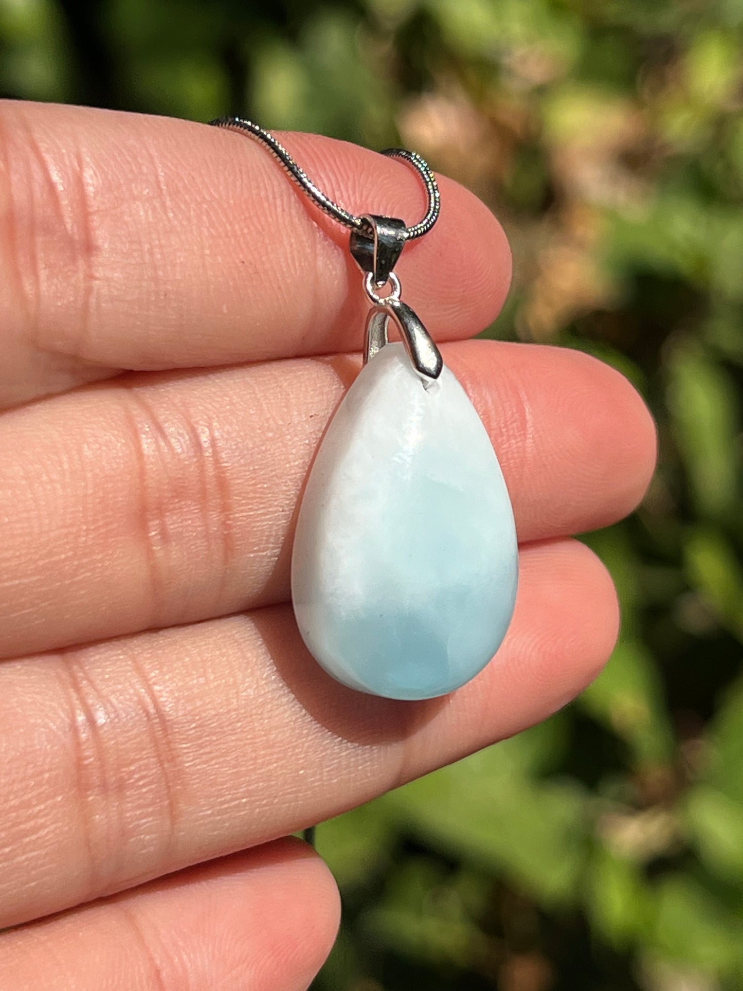 Sterling silver Larimar teardrop pendant