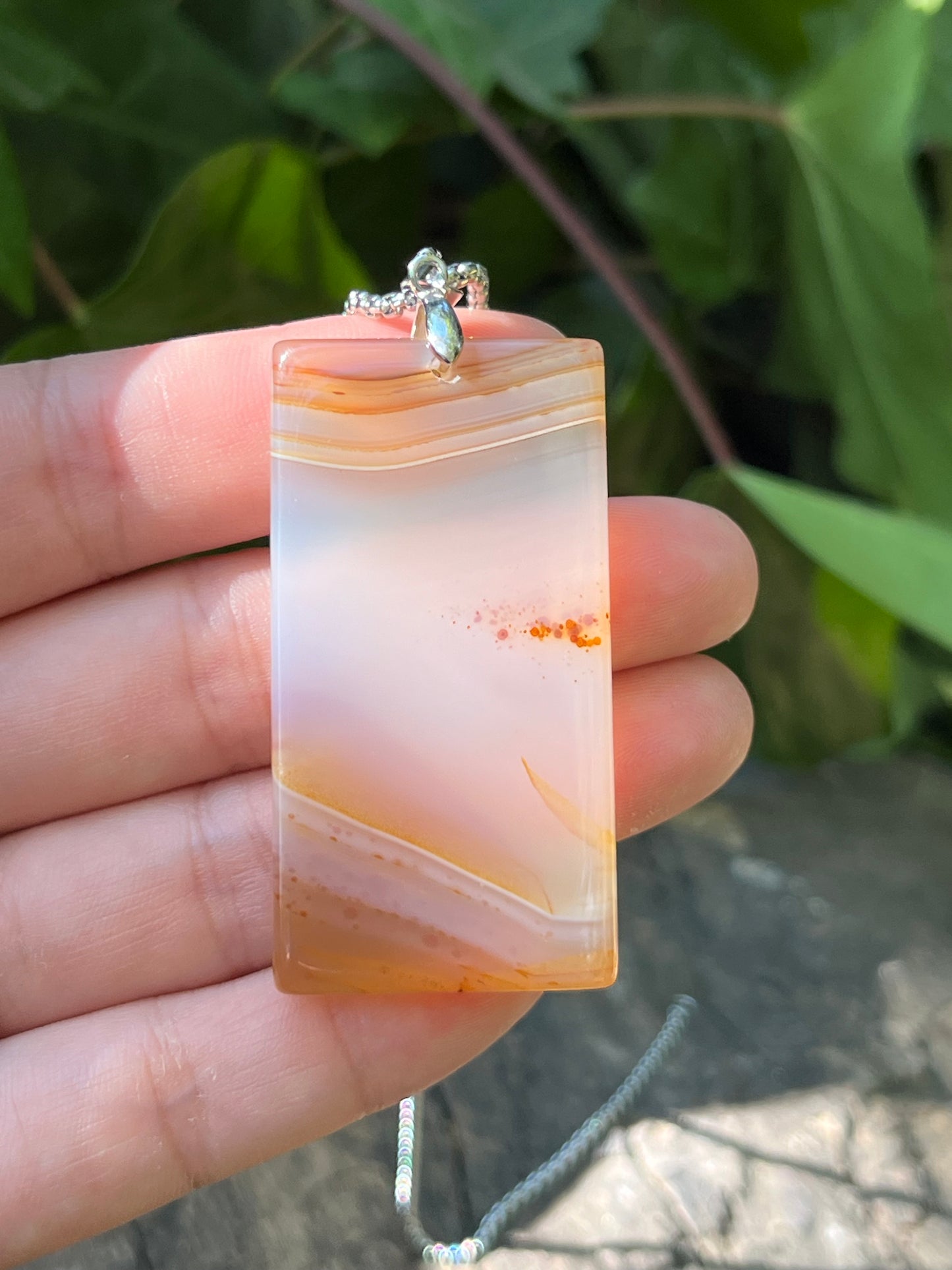 Sterling Silver Scenery Agate Pendant