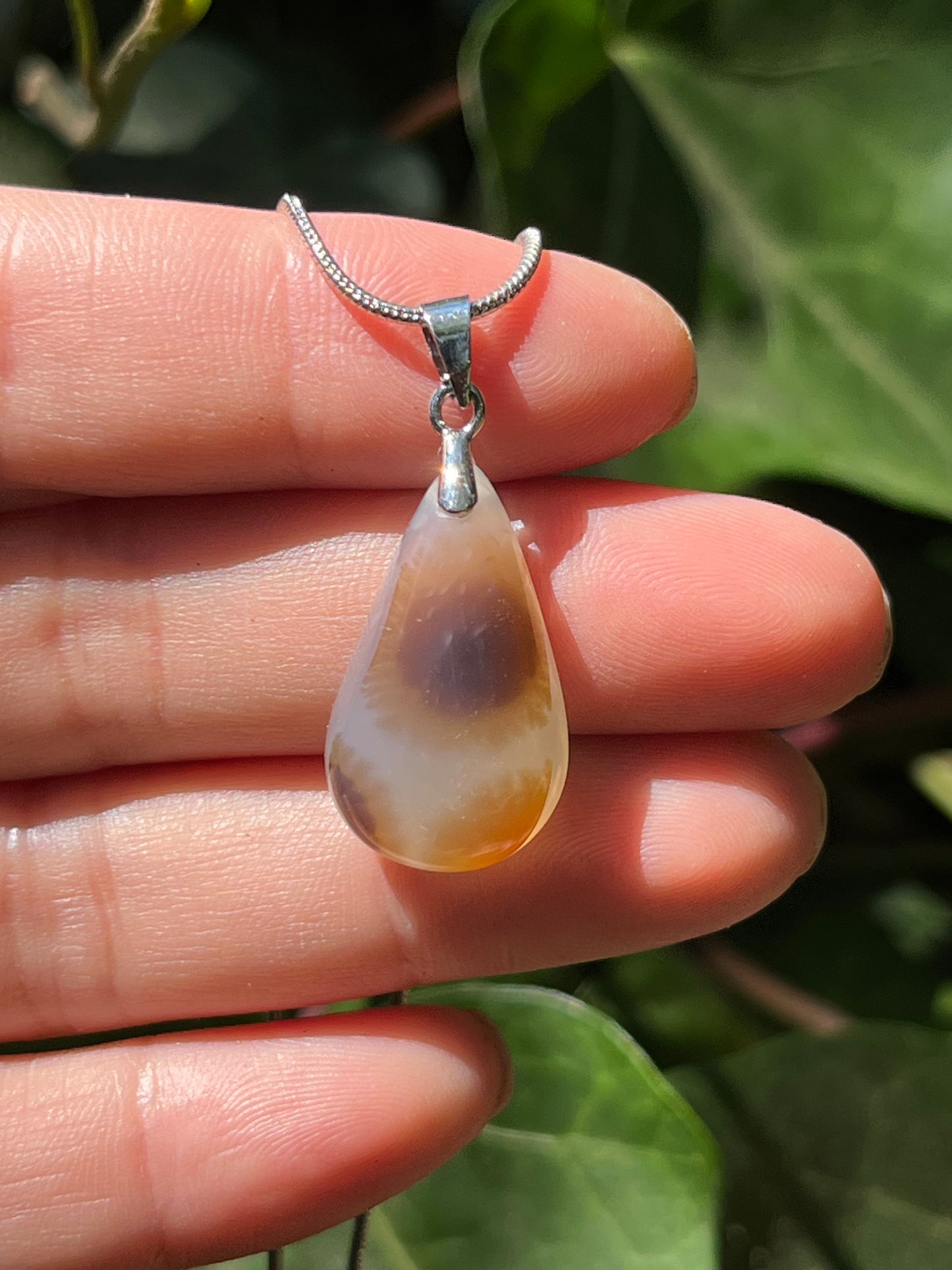 Sterling silver small dendritic agate pendant