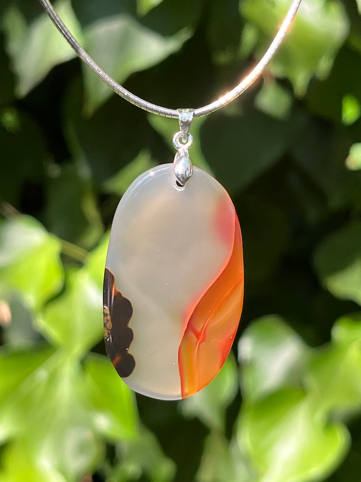 Sterling silver scenic agate pendant