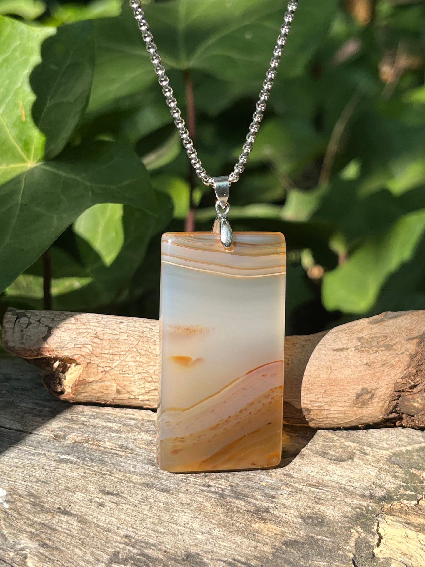 Sterling Silver Scenery Agate Pendant