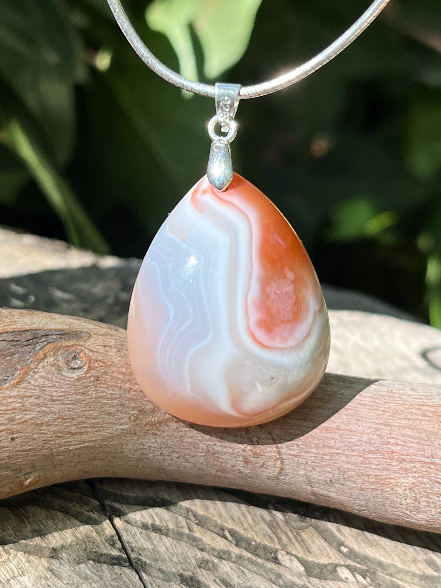 Sterling silver banded agate pendant