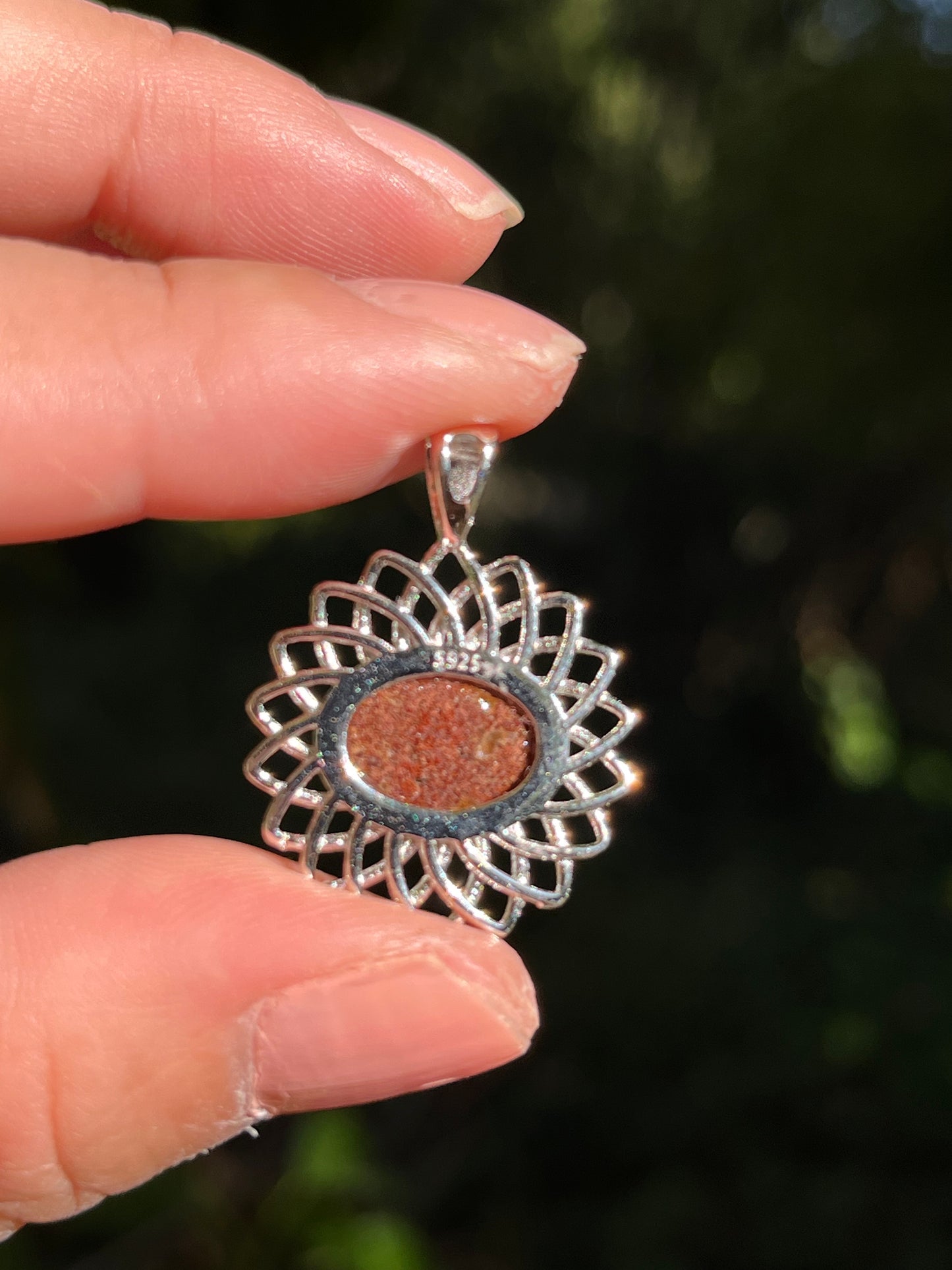 Sterling silver garden Quartz sunflower pendant