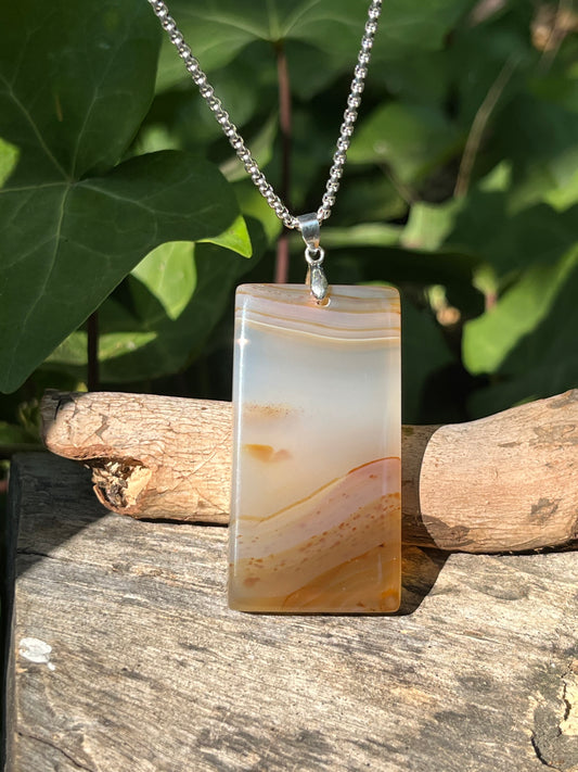 Sterling Silver Scenery Agate Pendant