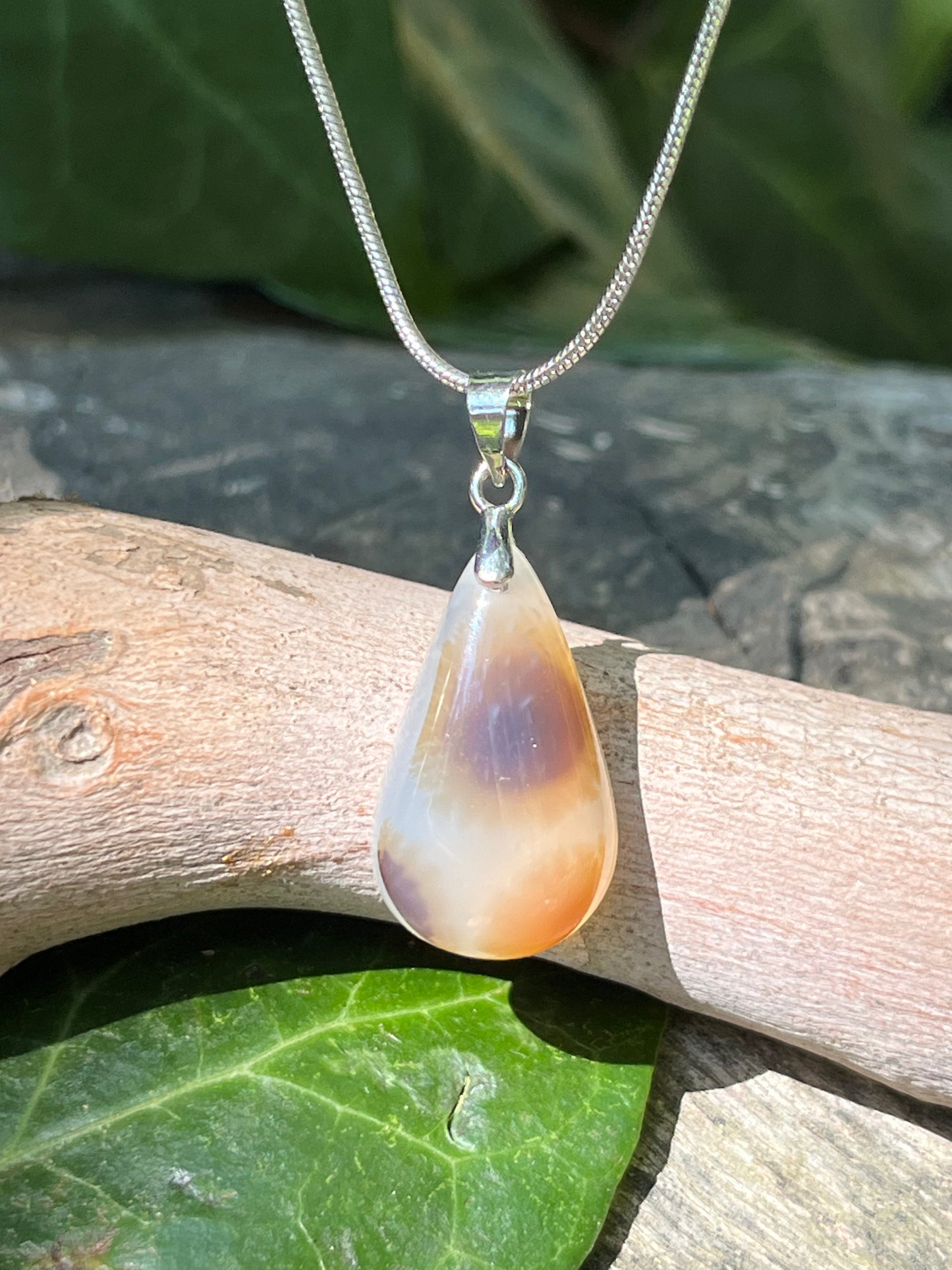 Sterling silver small dendritic agate pendant